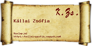 Kállai Zsófia névjegykártya